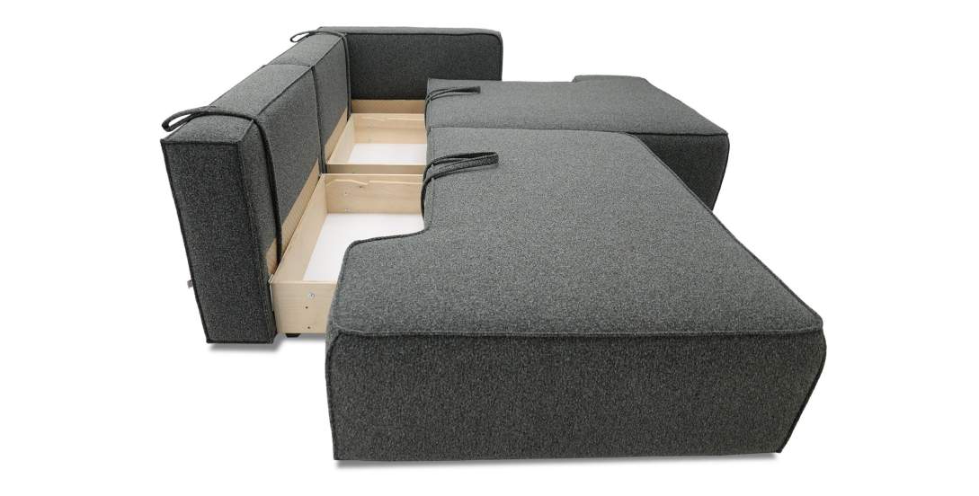 Угловой диван правый Рейф Графитовый меланж букле