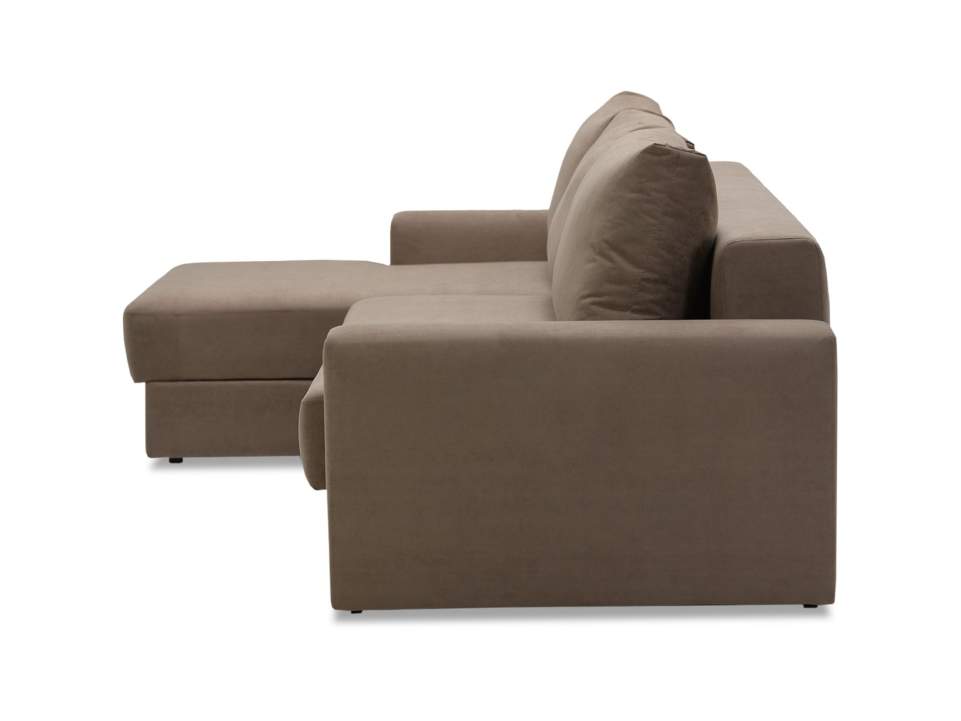 Угловой диван левый Вегас светло-коричневый велюр