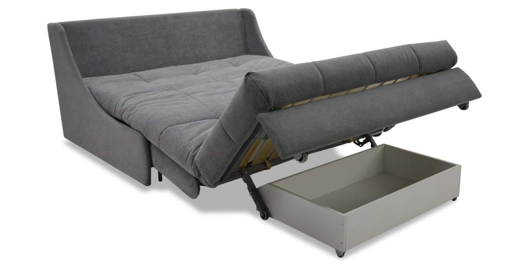 Прямой диван Тусон 155 серый велюр 