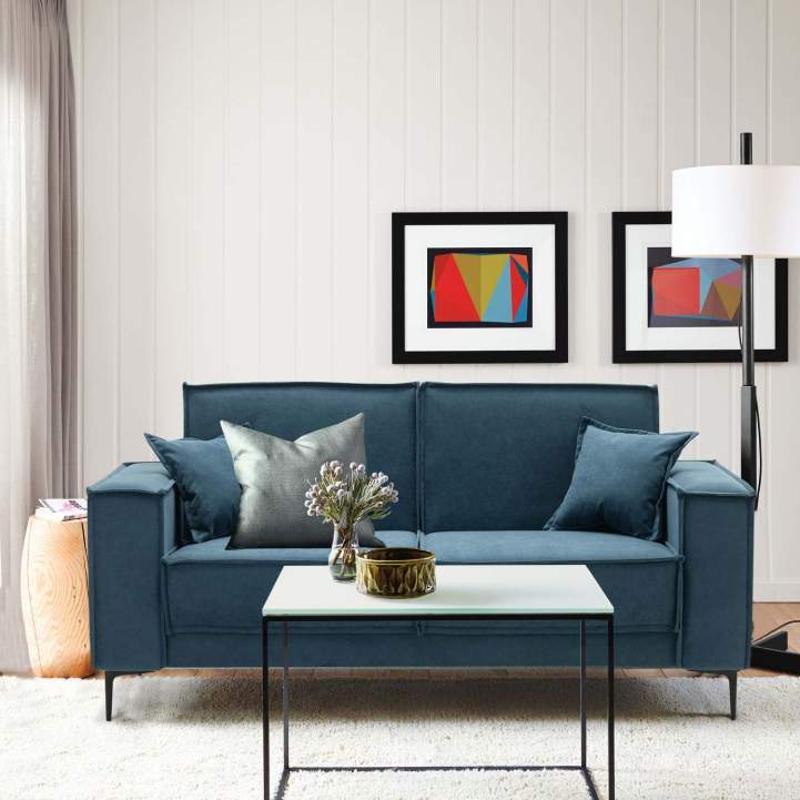 Прямой мини диван Авиньон Индиго велюр