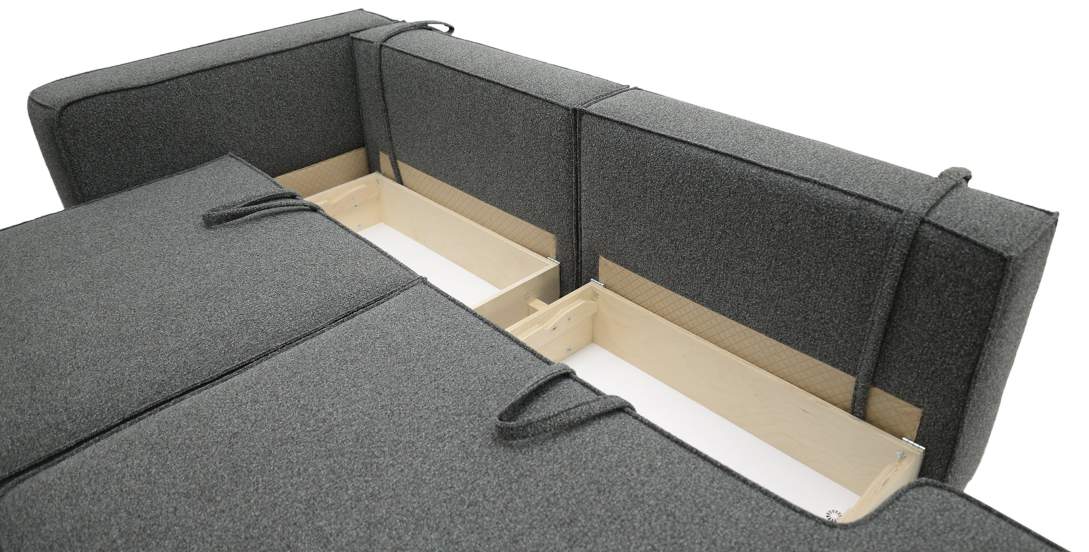 Угловой диван левый Рейф Графитовый меланж букле