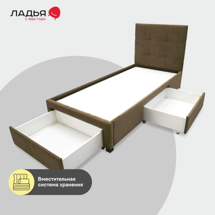 Односпальная кровать Борба 90 светло-коричневый велюр