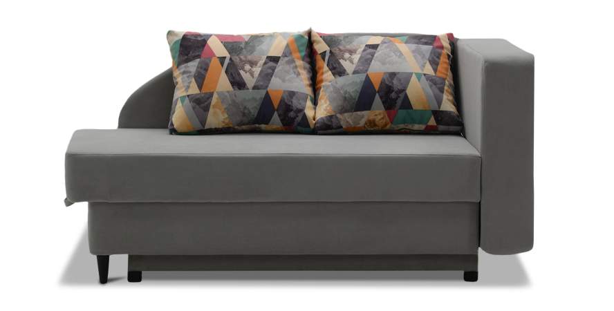 Угловая кушетка правая Иби Дымчатый серый велюр