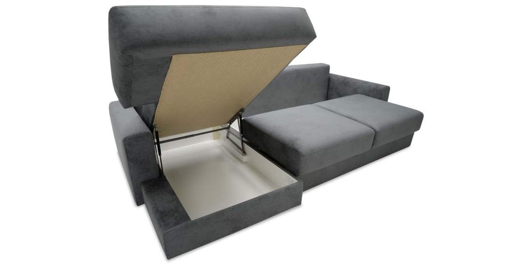 Угловой диван левый Вегас Графитовый велюр