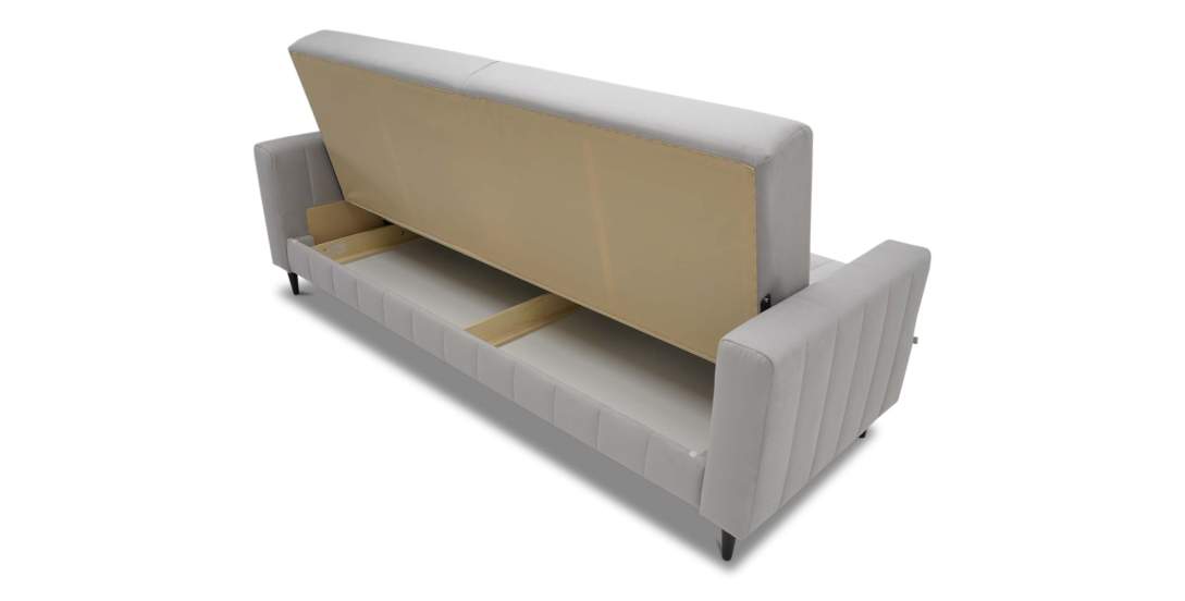 Прямой диван Эмма Светло-серый велюр