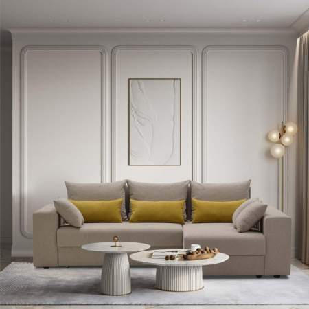 Угловой диван правый Майами Бежевый шенилл 