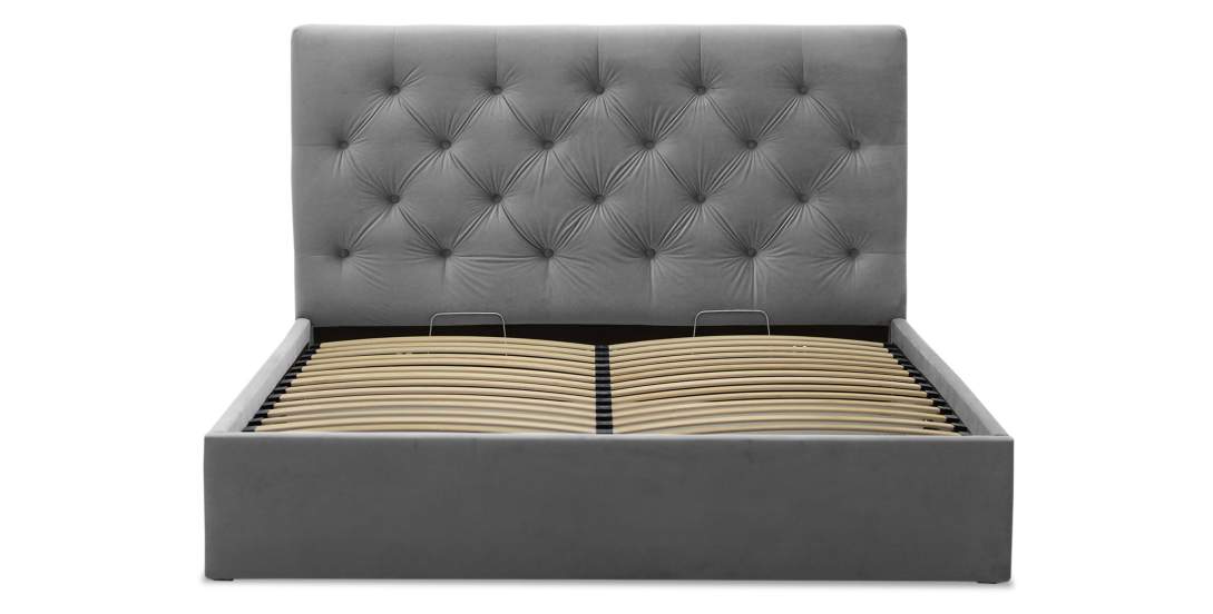 Двуспальная кровать Беллини 160 светло-серый велюр