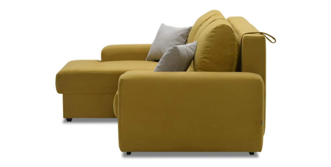 Угловой диван правый Коста Горчичный велюр