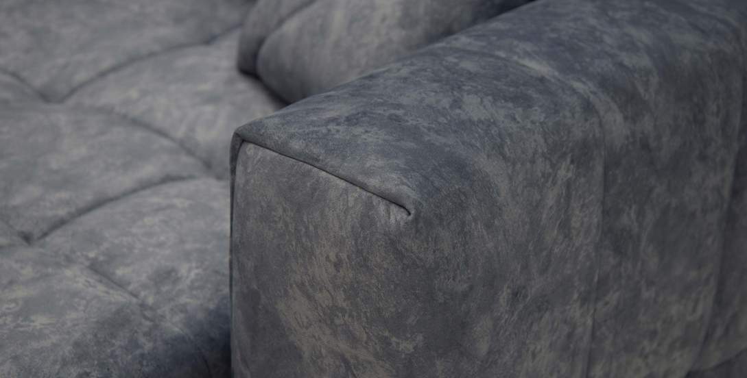 Угловой диван Энзо сине-серый велюр