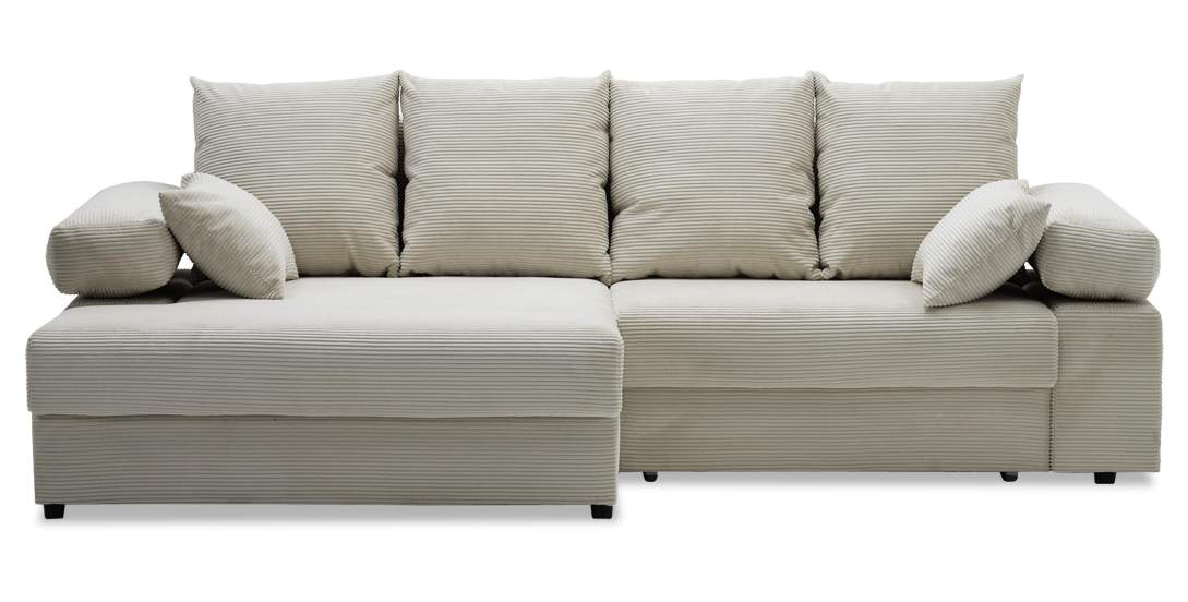 Угловой диван левый Тайлин Молочный кремовый велюр