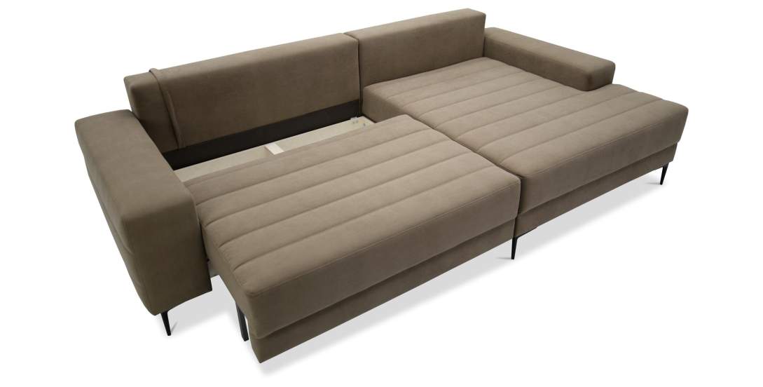 Угловой диван правый Белес Светло-коричневый велюр