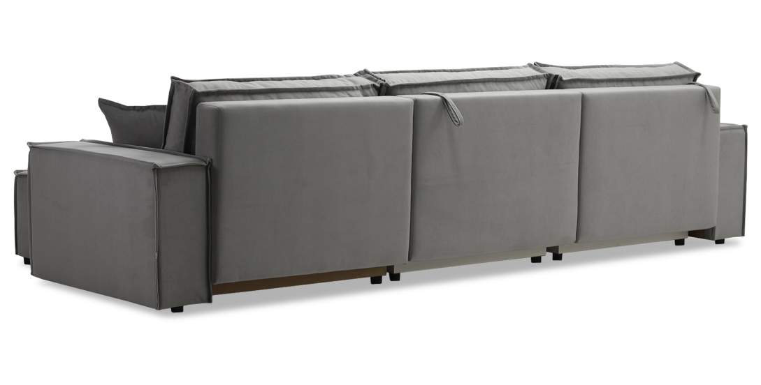 Угловой диван Фабио Max серо-бежевый велюр