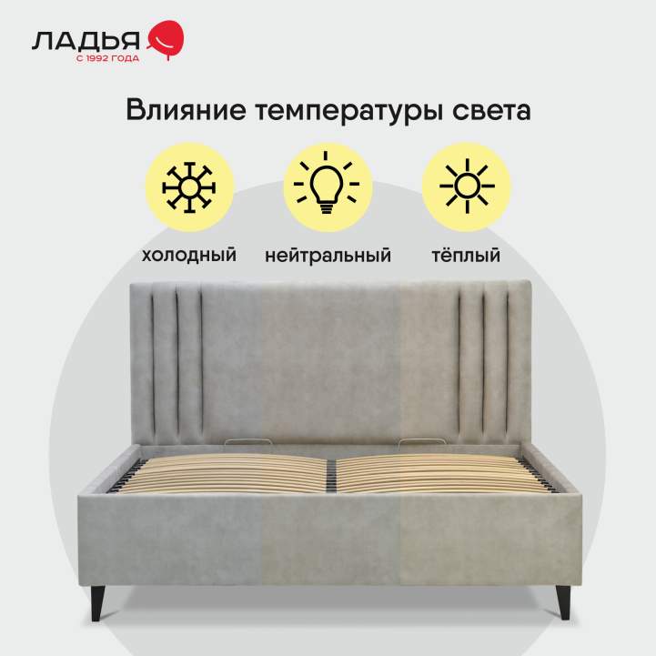 Двуспальная кровать Тренто 180 светло-серый велюр