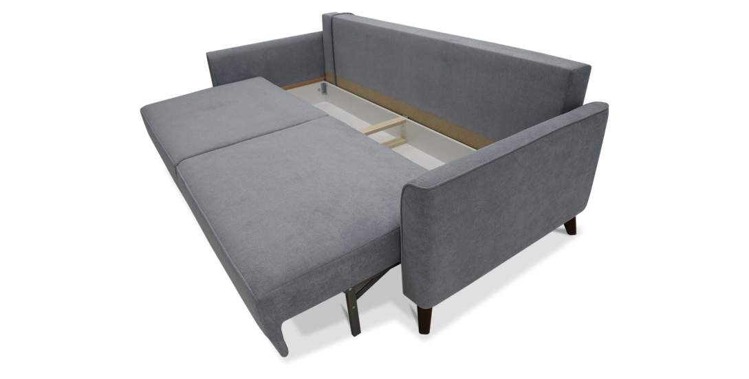 Прямой диван Авилла Cеро-голубой велюр