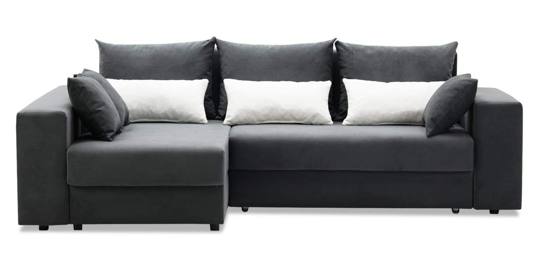 Угловой диван левый Майами Оникс велюр