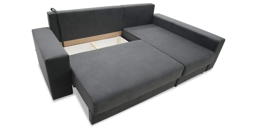 Угловой диван правый Майами Оникс велюр