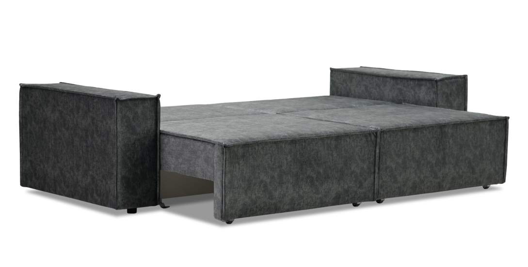 Прямой диван Фабио темно-серый велюр