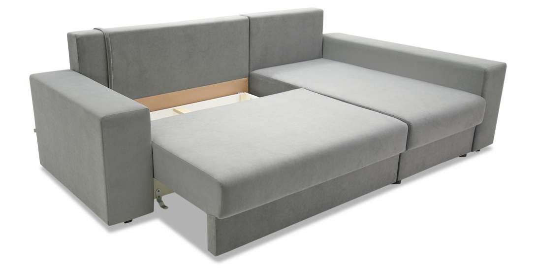 Угловой диван правый Майами Дымчатый серый велюр 