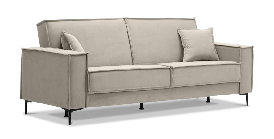 Прямой диван Авиньон жемчужно-серебряный велюр Уцененный