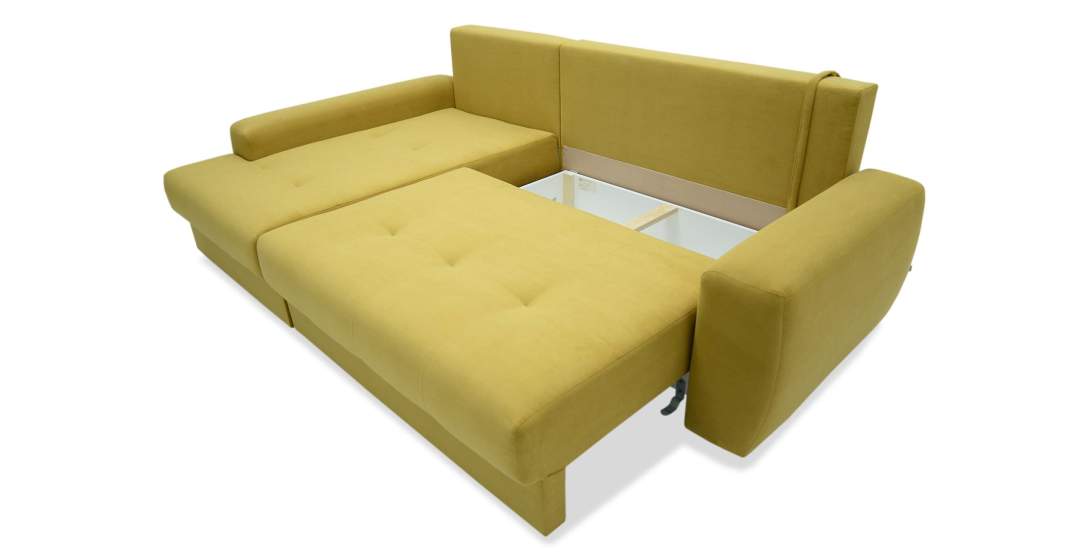 Угловой диван правый Коста Горчичный велюр