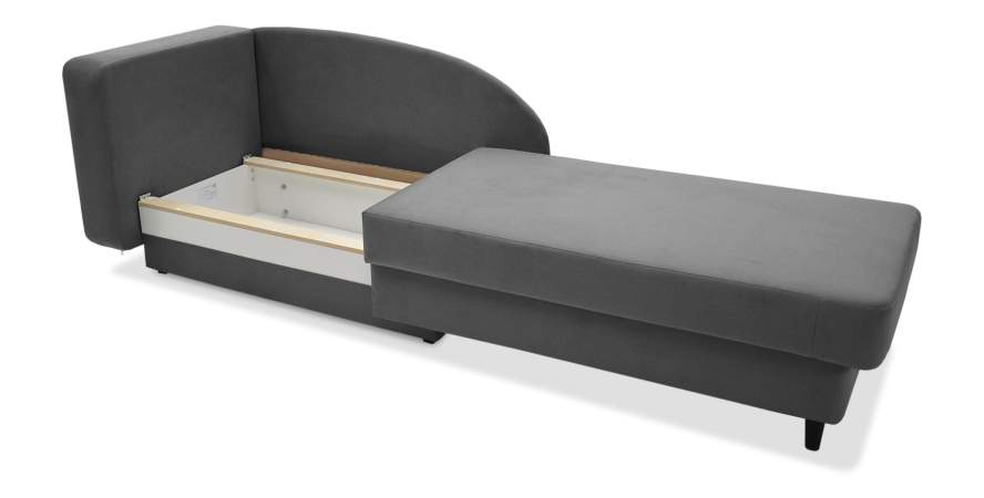 Угловая кушетка левая Иби Антрацитовый велюр Уцененный Угловая кушетка левая Иби Антрацитовый велюр Уцененный