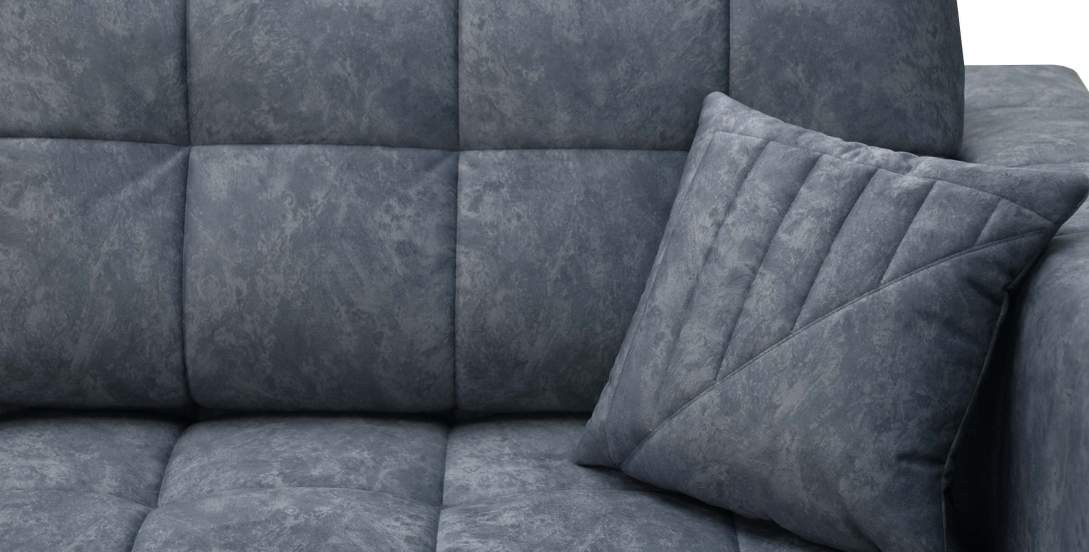 Прямой диван Энзо сине-серый велюр