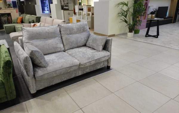 Прямой мини диван Палермо серебристый велюр