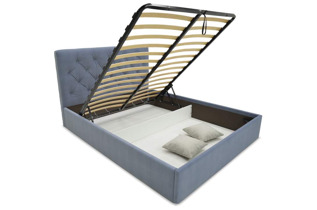 Двуспальная кровать Беллини 140 сине-фиолетовый велюр