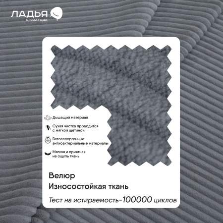 Прямой мини диван Гизела 120 Графитовый велюр 
