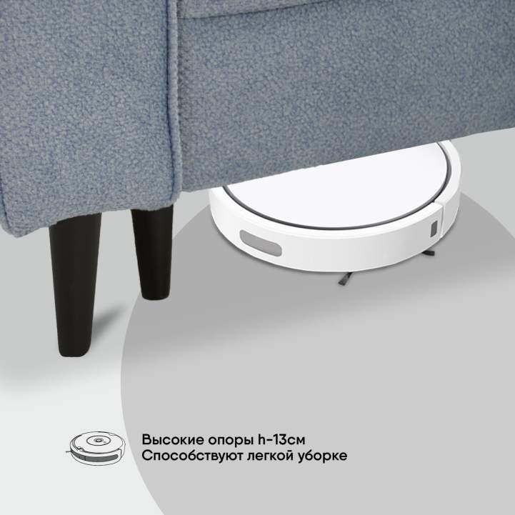 Прямой мини диван Касита 120 голубой велюр