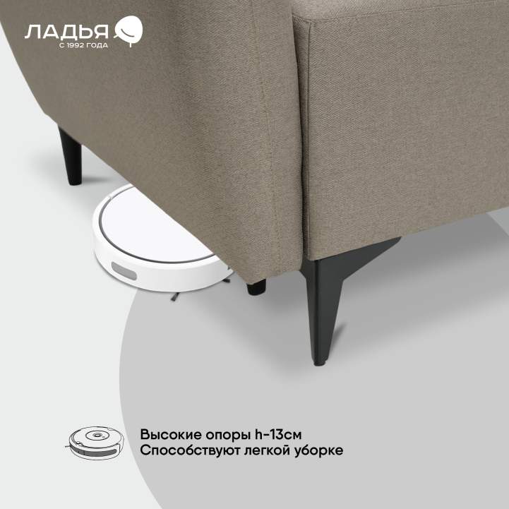 Прямой диван Тиволи коричневая рогожка