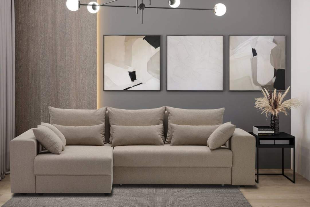 Угловой диван левый Майами Бежевый шенилл