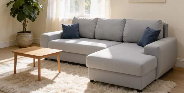 Угловой диван левый Коста светло-cерый велюр