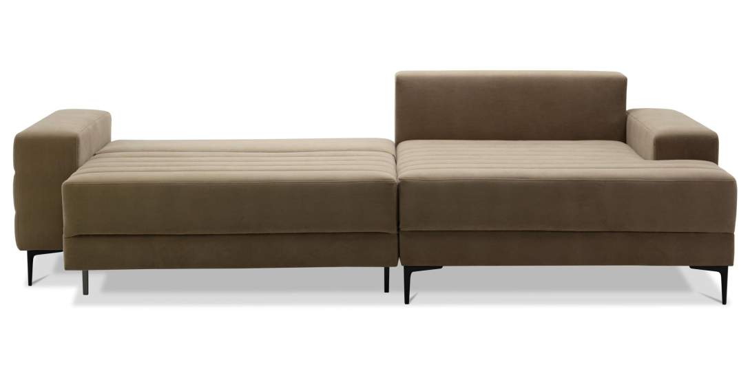 Угловой диван правый Белес Светло-коричневый велюр