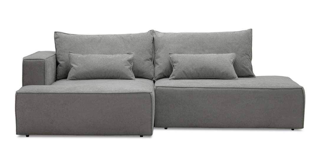 Угловой диван левый Рейф Серый велюр