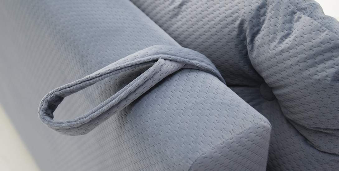 Прямой мини диван Тиволи 120 Серо-синий велюр 