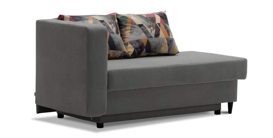 Угловая кушетка левая Иби Дымчатый серый велюр