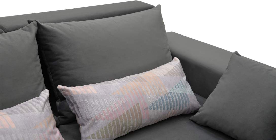 Угловой диван правый Майами антрацитовый велюр Уцененный