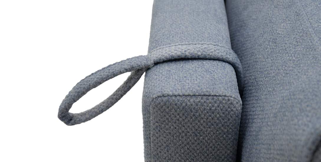 Прямой мини диван Касита 120 голубой велюр