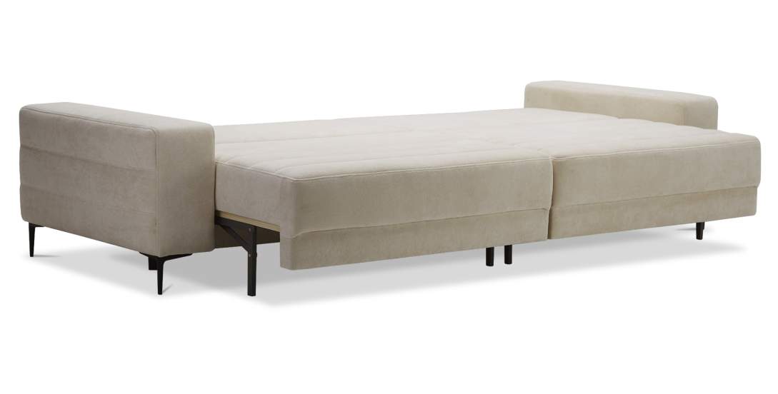 Прямой диван Белес Молочно-кремовый велюр