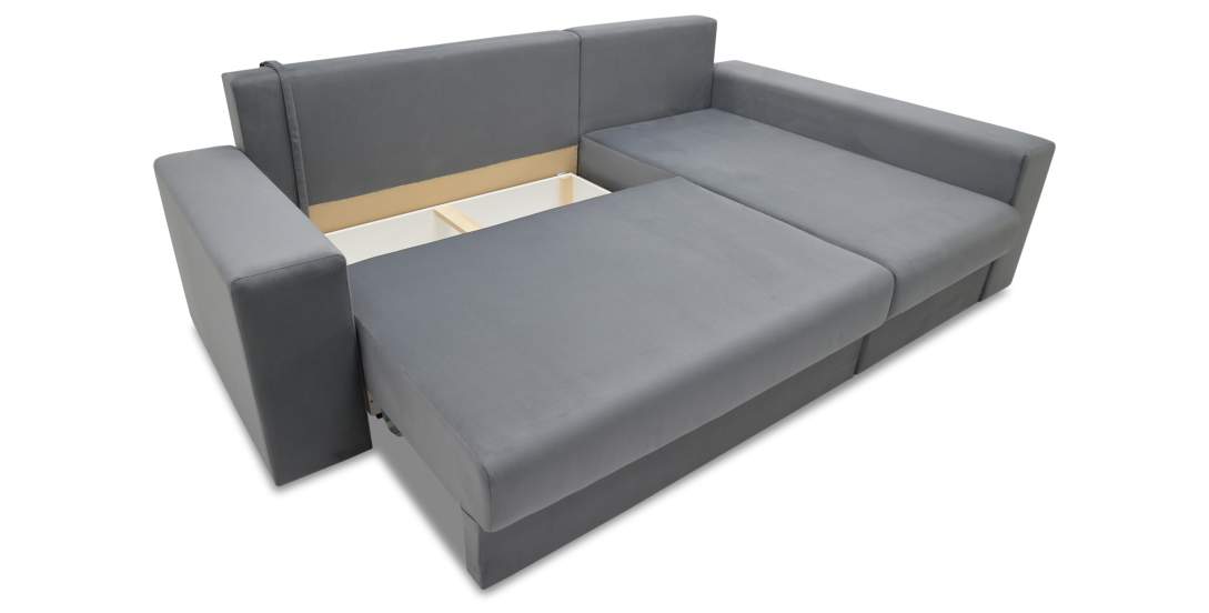 Угловой диван правый Майами светло-серый велюр 