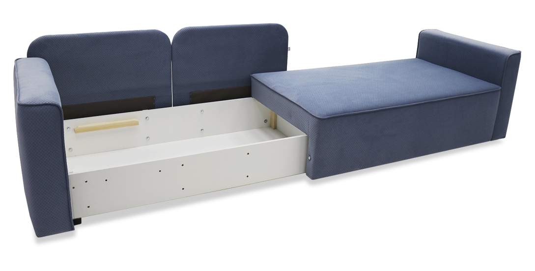 Прямой мини диван-кушетка Мокка Дымчатый синий велюр Уцененный