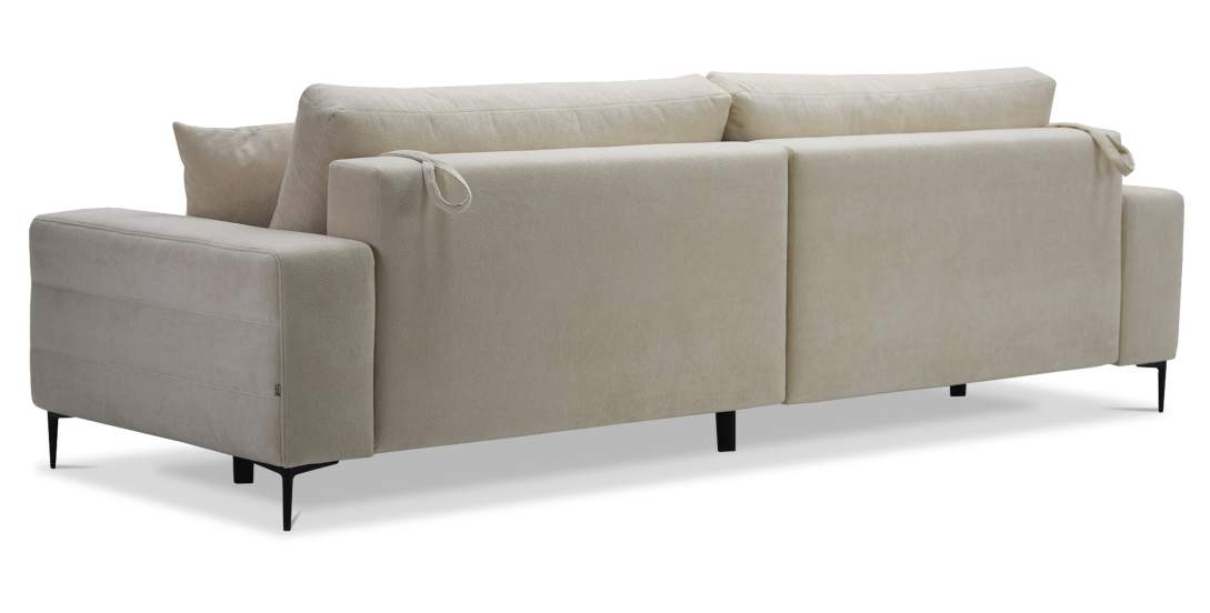 Прямой диван Белес Молочно-кремовый велюр