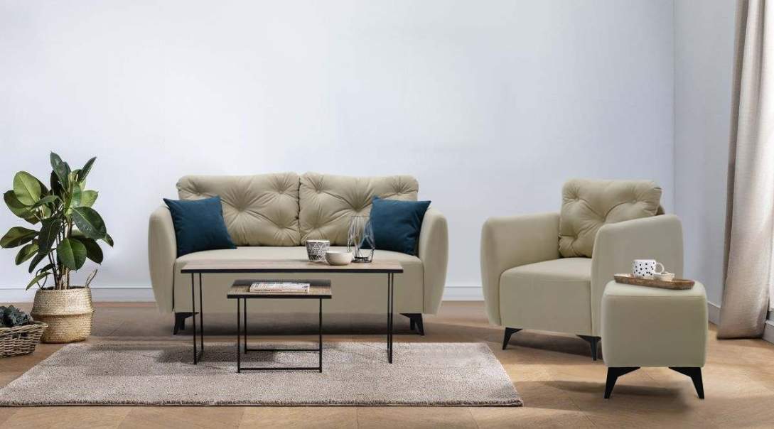 Прямой мини диван Тиволи 120 Айвори велюр 