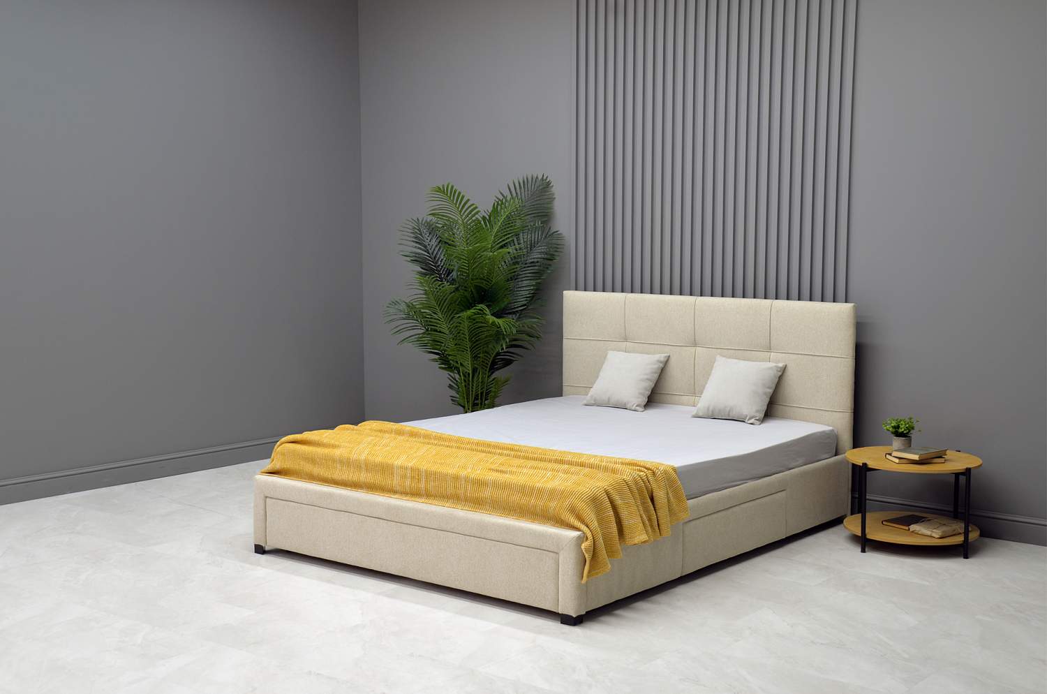 Двуспальная кровать Борба 180 кремовый шенилл