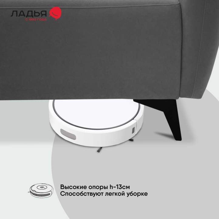 Угловая кушетка Тиволи 120 Серый велюр