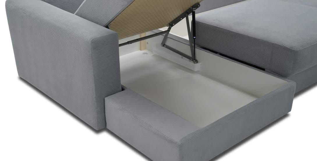 Угловой диван левый Вегас Серо-голубой велюр