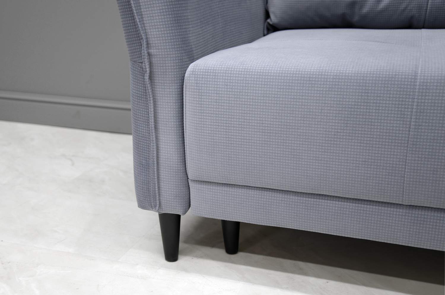 Прямой мини диван Лома 140 серо-синий велюр