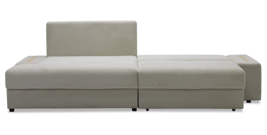 Угловой диван левый Тайлин Молочный кремовый велюр