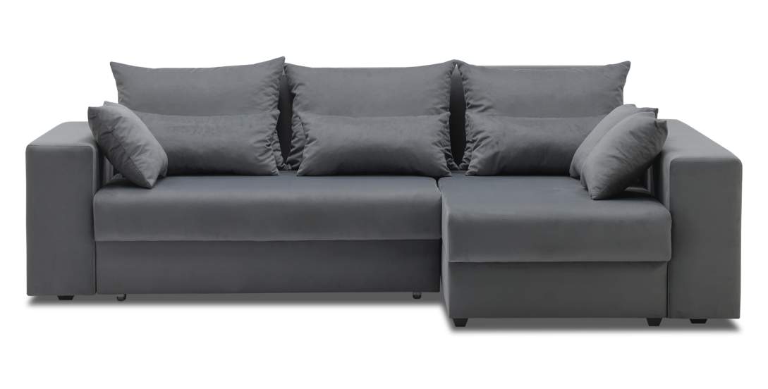 Угловой диван правый Майами светло-серый велюр 